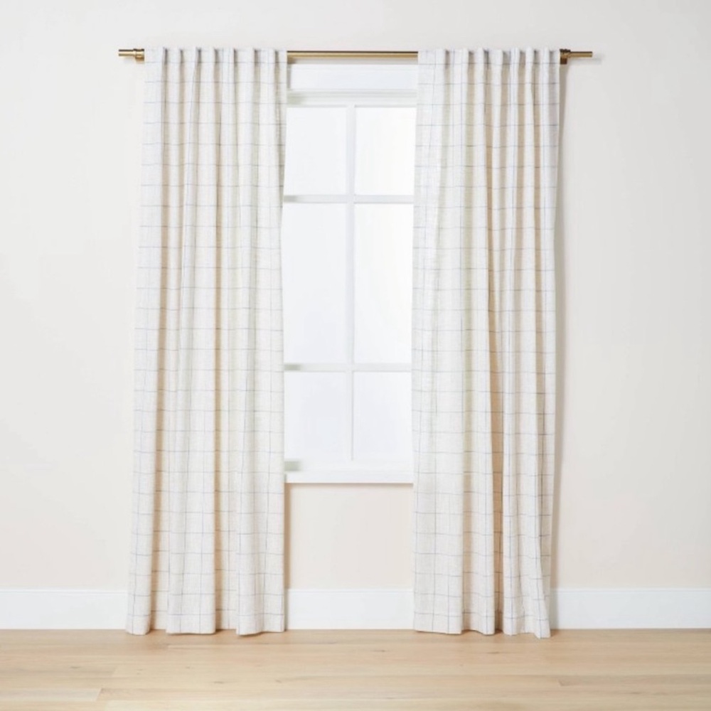 Magnolia Hearth & Hand Modest Windowpane Curtain Panels - Blue - Set of 4 - 95”